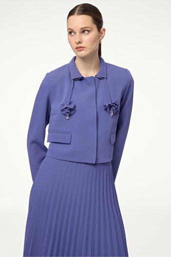 Zühre Accessories Detailed Violet Double Suit Tk-1633