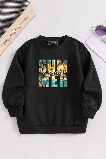 VBSVİBES Gât negru pentru copii SUMMER VIBES Imprimat, țesătură groasă de iarnă