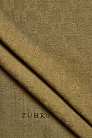 Zühre Monogram Patterned Khaki Seher Shawl 0106