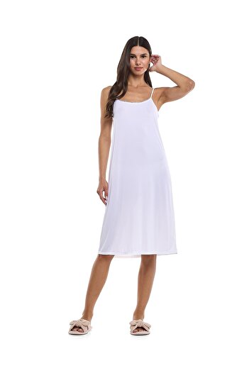 R&B Lace Trim Strappy Nightdress with Scoop Neck
