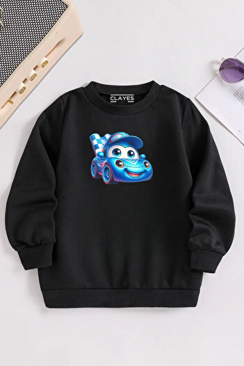 VBSVİBES Gât negru pentru copii, cu imprimeu CUTE CAR, țesătură groasă de iarnă
