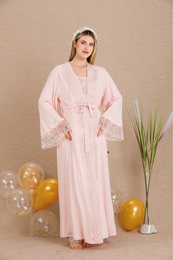 Lady Lingerie Maternity-Pregnant Pajama Set with Morning Dress, Lace, 3-Piece Set