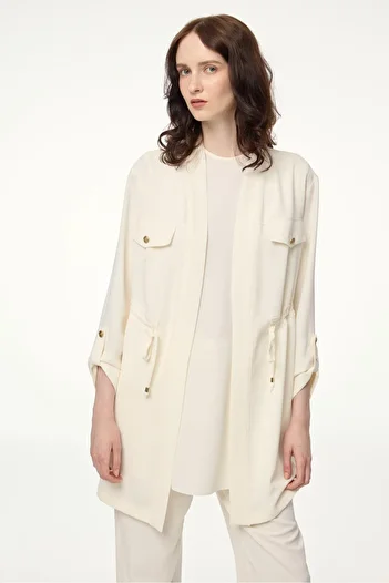 Zühre Ecru Triple Combination Suit with Pocket Detail Tk-1212
