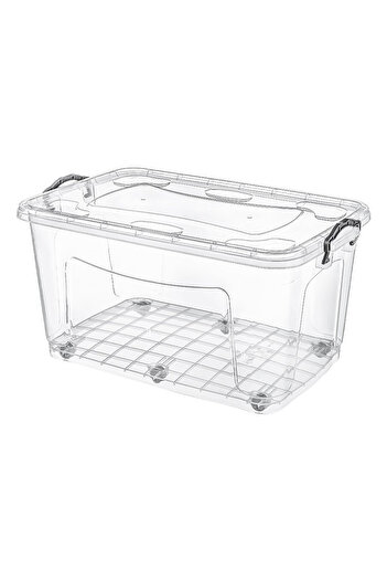 Waldern Home Wheeled Storage Container - Large Size Storage Box 60 Liters Transparent