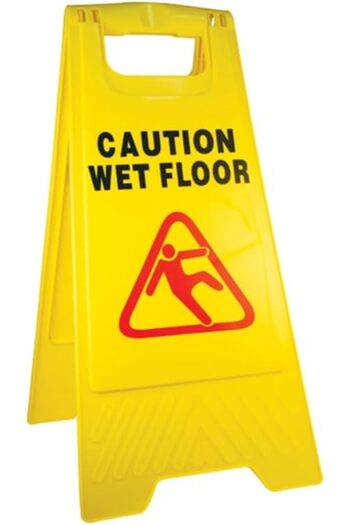 Generic Large Caution Wet Floor Sign, 61cm Height, Yellow Safety Warning Board