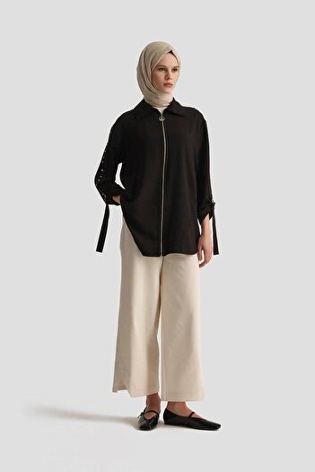 Armine Jacket with Stone Sleeves 25Yt573 - Black
