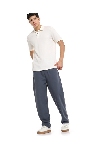 R&B Textured Polo T-Shirt with Short Sleeves
