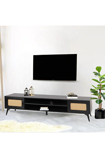 DEC13 A very distinctive TV table, black color, size 200 cm