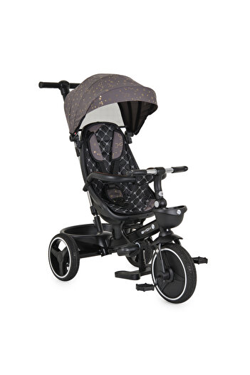 byox Fusion Grey children's tricycle, height-adjustable parental handle, 360° rotating seat