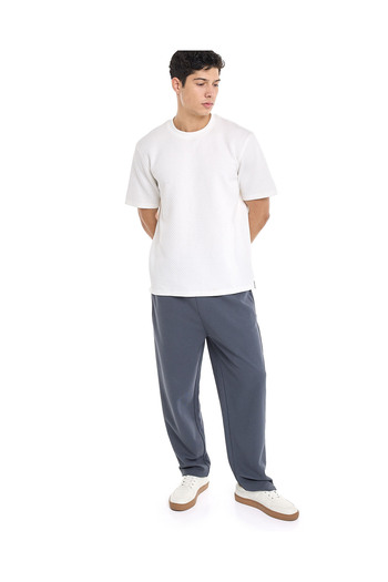 R&B Solid T-Shirt with Crew Neck and Short Sleeves