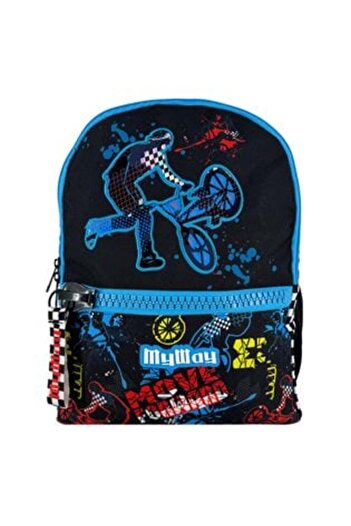 OEM Backpack Black Turquoise with Large Zipper Cyclist - My Way