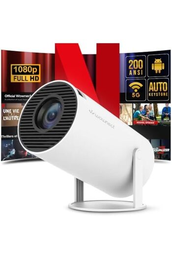 Wownect Mini Projector, HY300 Auto Keystone Correction, 4K 1080P Support Portable Projector