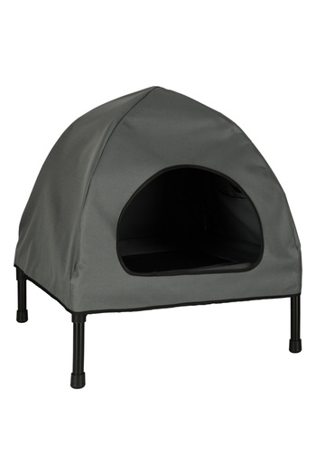 SERSIMO Casuta cu pat pentru caini si pisici, cu acoperis detasabil si baza ventilata, 54x44x60 cm, negru