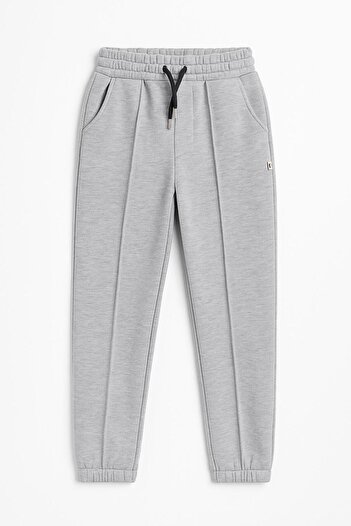 Perendi Comfortable Unisex Children's Sweatpants with Elastic and Fleece Inside Pocket Gray
