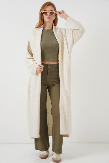 Bigdart Γυναικεία Μακριά Πλεκτά Ζακέτα Oversize 15924 - Ecru