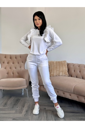 RAMONA BADESCU EXCLUSIVE Women's Velvet Tracksuit with Ruffles – Casual & Elegant