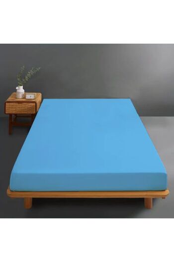 Ralex Jersey Knit Cotton Bed Sheet, 100% Cotton, for Mattress 160 x 200 cm, Blue