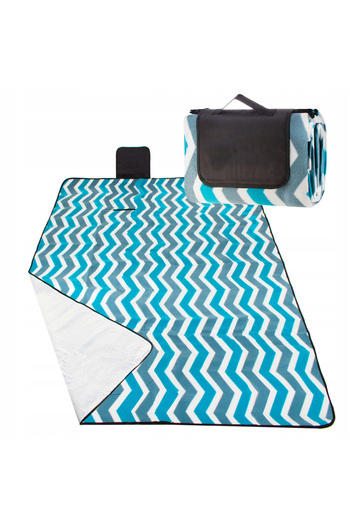 OEM Picnic or beach blanket, with insulating foil and handle, 160x200cm, white blue