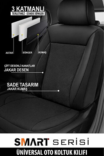 GM-DESIGN Smart Series Jacquard Fabric Universal Car Seat Cover - 5 Seats Full Set