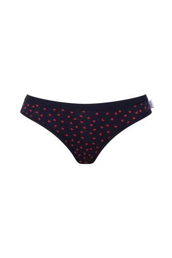U.S. Polo Assn. Licensed 95% Cotton Women's Slip Panties 3-Piece Boxed Pack / Printed - Red - Navy Blue
