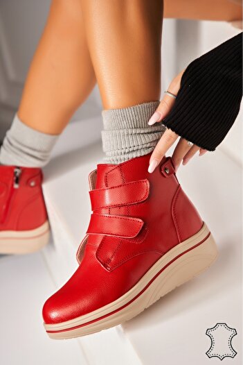 Joana Women's Genuine Leather Boots Red Kanai