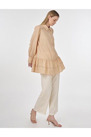 Kayra Stripe Scalloped Viscose Tunic