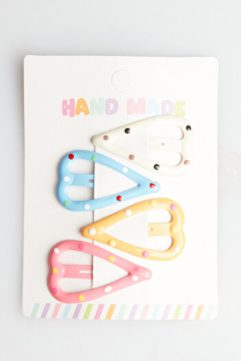 Fulla Moda Heart Figured Snap Fastener 4-Piece Girl's Buckle