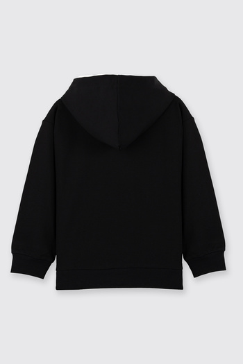 Panço Erkek Çocuk Kapüşonlu Fermuarlı Siyah Sweatshirt