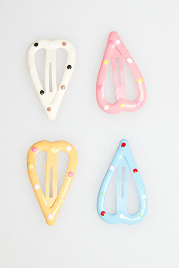 Fulla Moda Heart Figured Snap Fastener 4-Piece Girl's Buckle