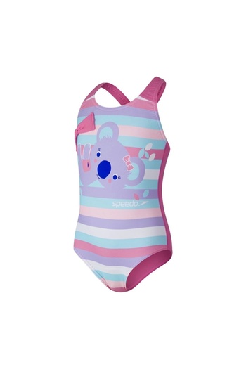 SPEEDO Koko Koala Patterned Cross Back Girl's Swimsuit Blue