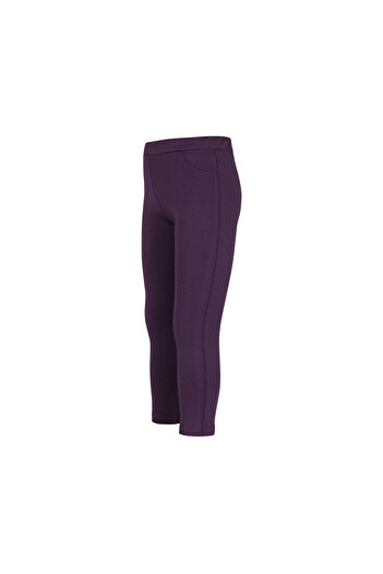 LOVETTI Purple Girl's Decorative Pocket Inside Plush Extra Thick Winter Leggings