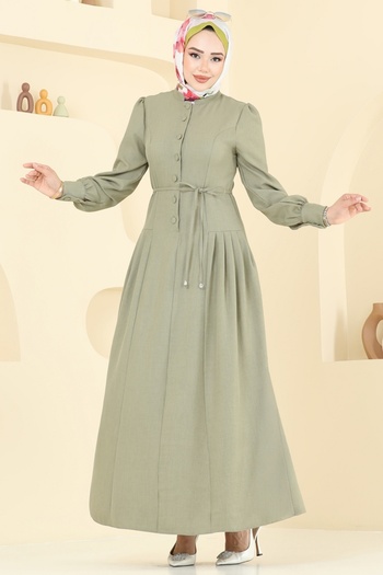 ModaMerve Rochie Sofia cu jumătate de nasturi 2705SL432-MS Çağla