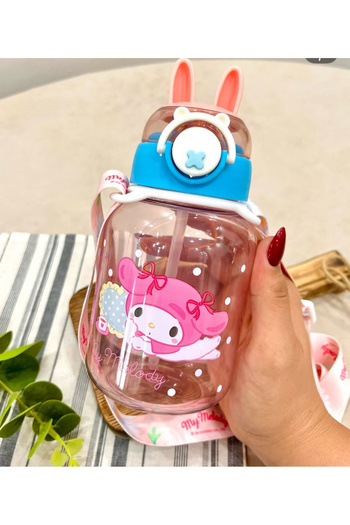 synshop My Melody Melodi Cute Rabbit Eared Pink Water Bottle Flask Girl School Water Bottle 600 ml