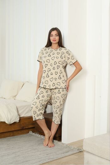 PİJART Heart Lycra Camisole Women's Pajama Set