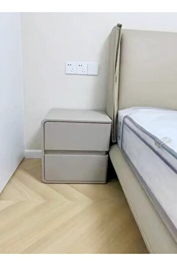Raffine Right Side High Gloss Nightstand with 2 Drawers 45x40x45 cm