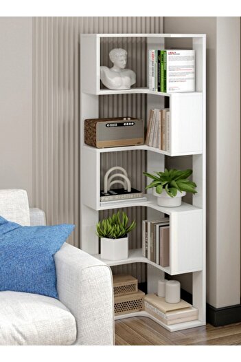 Raffine Multi-tier corner bookshelf with storage rack for study room & living room 30x30x160 cm