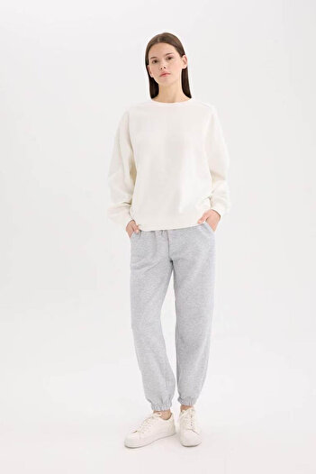 DeFacto Γυναικείο αθλητικό παντελόνι Standard Fit Thick Jogger Grey S7370AZ/GR256
