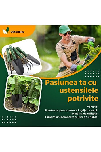 Teo Set of 4 Garden Tools, for Planting, Soil Cultivation and Plant Care, PVC and Cardboard Material