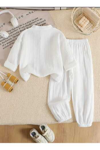 BEBEĞİME ÇORAP 100% Cotton Muslin Bohemian Elastic Cuff Shirt Set