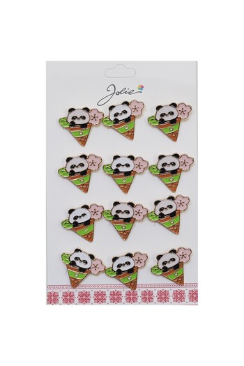 Teo Set of 12 Panda Bear Ice Cream Cone Brooches