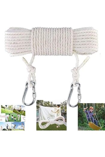 Generic YHRY Clothesline, 15M Long Cotton Clothesline, Clothes Drying Rope, Portable Travel Clothesline, Wi