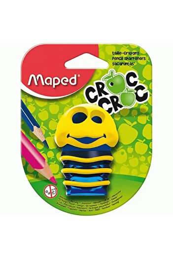 Maped Croc Croc Kids Pencil Sharpener – Yellow & Blue | Fun Cartoon Design for 2 Pencil Sizes