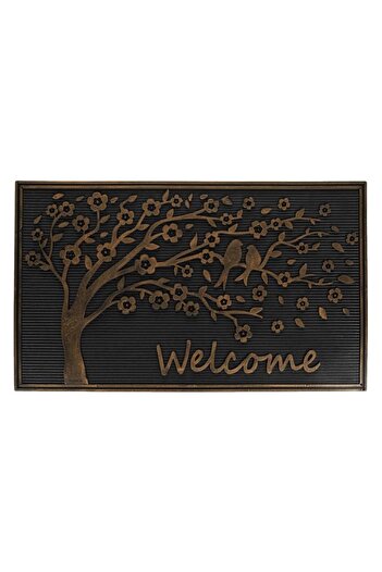 TOPI TOY Entrance door mat, rubber, with message and pattern, 75 x 45 cm, black