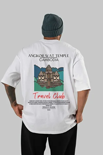 Ankhises Angkor Wat Temple Cambodia Back Printed Oversize T-Shirt Men Women Cotton Crewneck Tshirt
