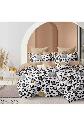 FIONNA.RO Finet Bed Linen - White With Leopard And Roses