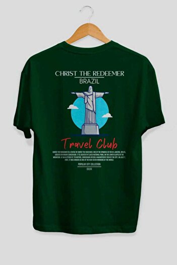Ankhises Christ the Redeemer Brazil Back Printed Oversize T-Shirt Men Women Cotton Crewneck Tshirt