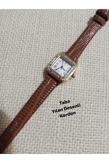 QUARTZ Vintage Square Mini Taba Color Cord with Roman Numerals Women Wrist Watch / Retro Cart Series 0108