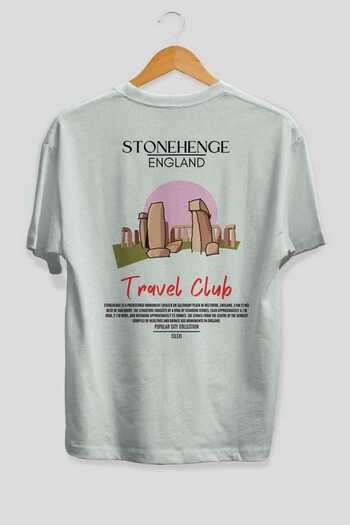 Ankhises Stonehenge England Back Printed Oversize T-shirt Ανδρικό Γυναικείο Βαμβακερό μπλουζάκι με λαιμόκοψη