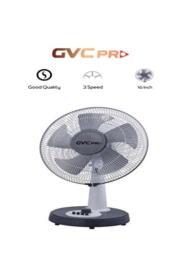 GVC PRO Electric sitting fan, elegant white design, strong plastic blades