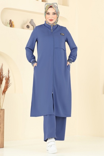 ModaMerve Armalied Hijab Suit 400Dvl817-Ms Indigo